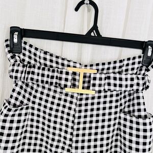 New York & Co 7th Avenue Design Studio BLack & White Checked Belted Pants Medium